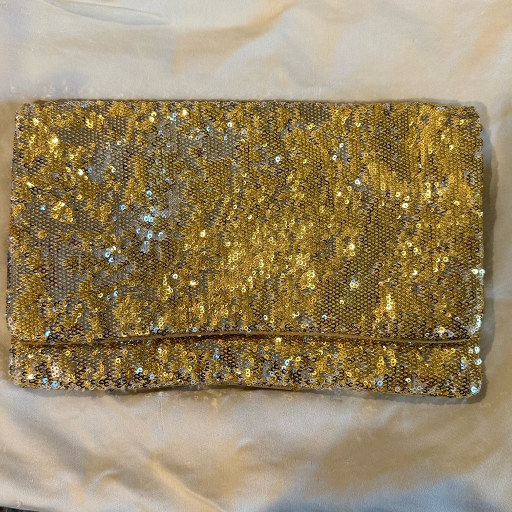 BCBGMAXAZRIA Gold Sequin Clutch